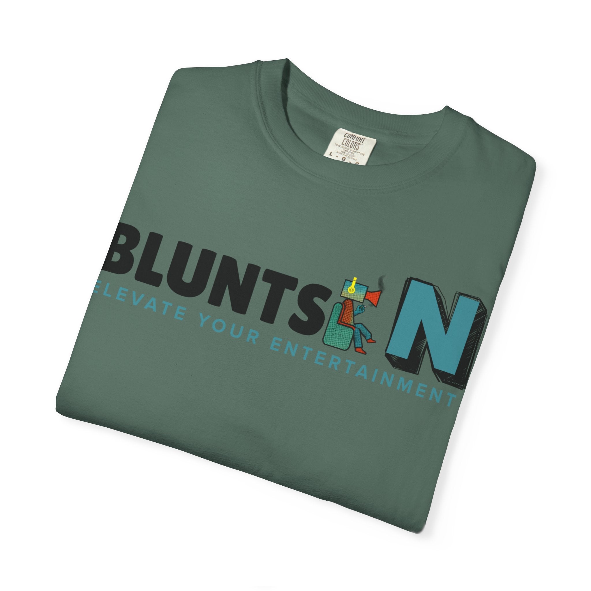 Blunts N' Logo T-Shirt — "Elevate Your Entertainment" Cotton Tee