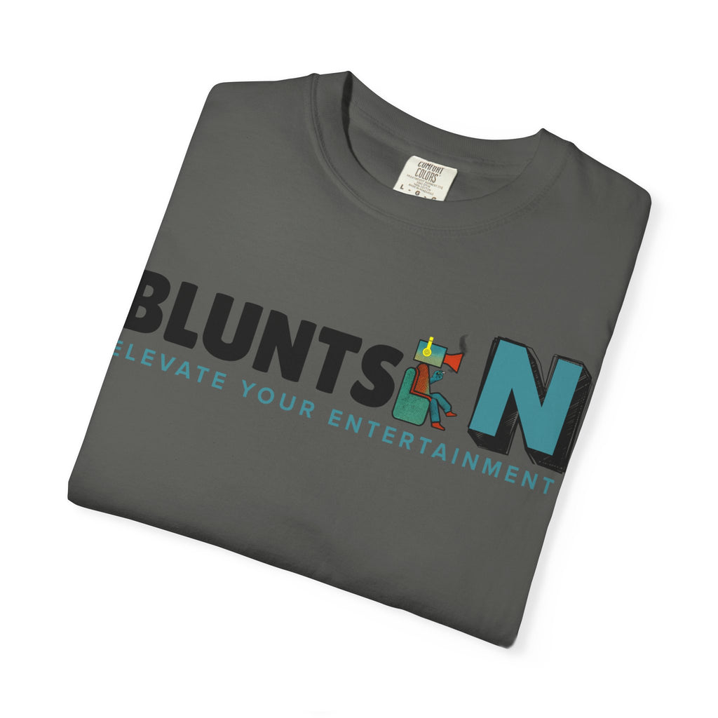 Blunts N' Logo T-Shirt — "Elevate Your Entertainment" Cotton Tee