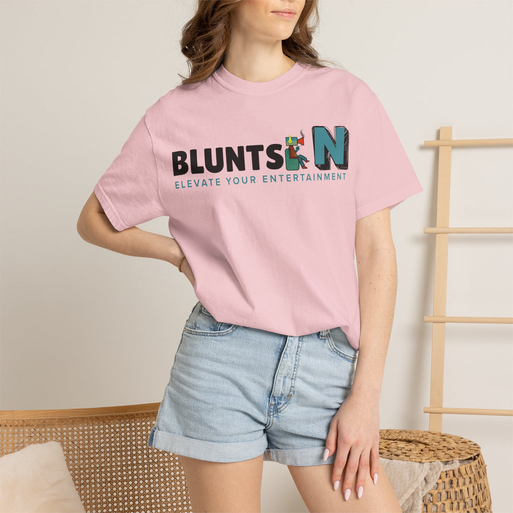 Blunts N' Logo T-Shirt — "Elevate Your Entertainment" Cotton Tee