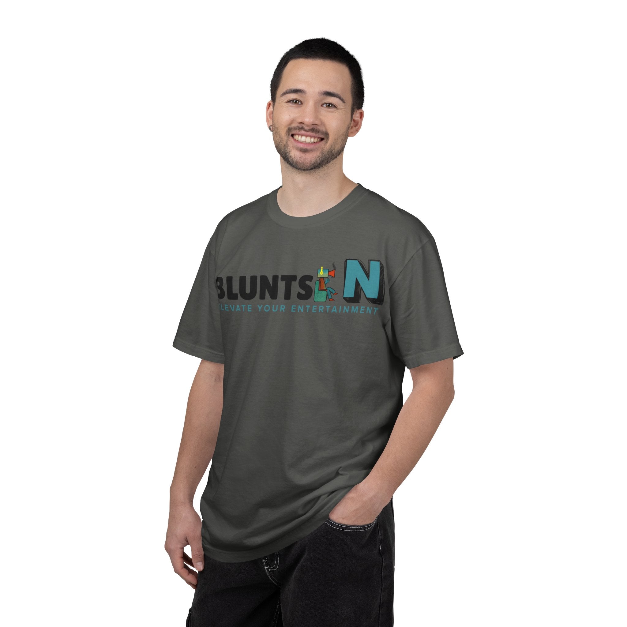 Blunts N' Logo T-Shirt — "Elevate Your Entertainment" Cotton Tee
