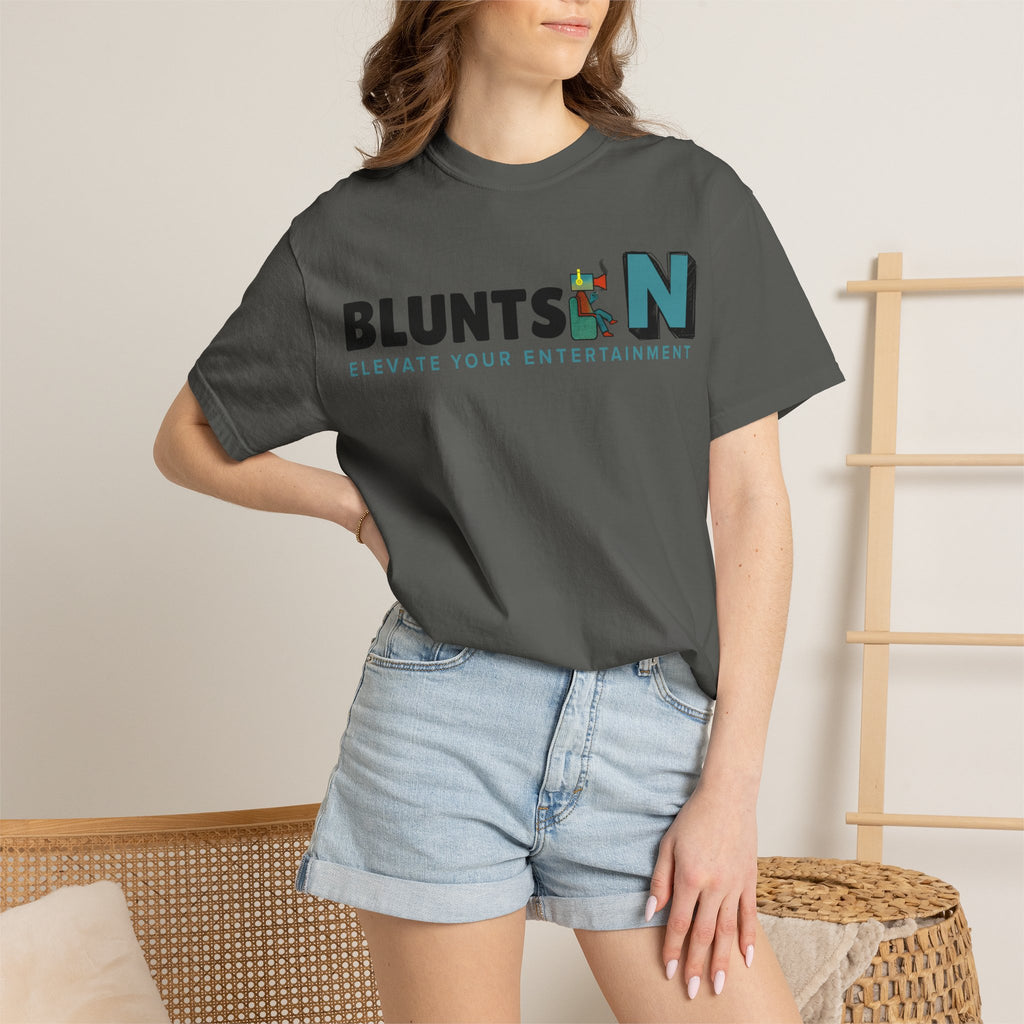 Blunts N' Logo T-Shirt — "Elevate Your Entertainment" Cotton Tee