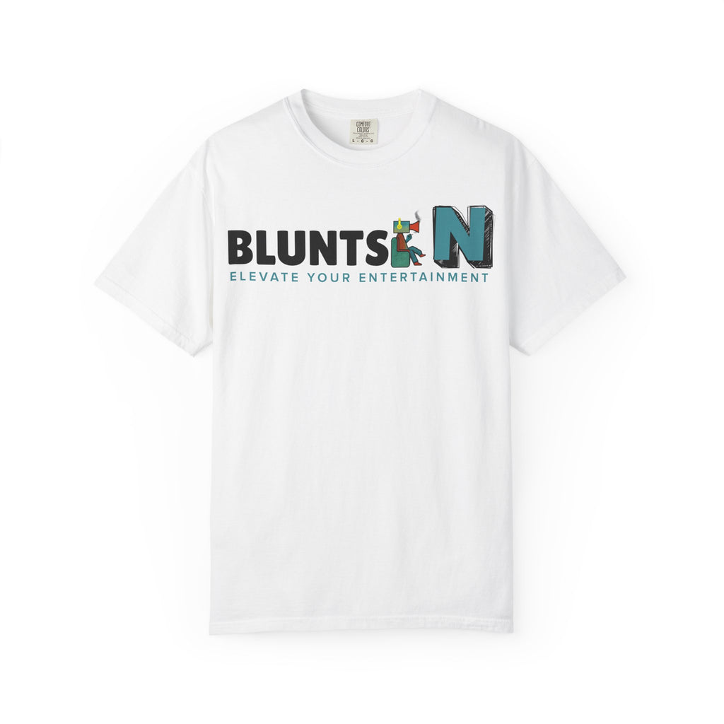 Blunts N' Logo T-Shirt — "Elevate Your Entertainment" Cotton Tee