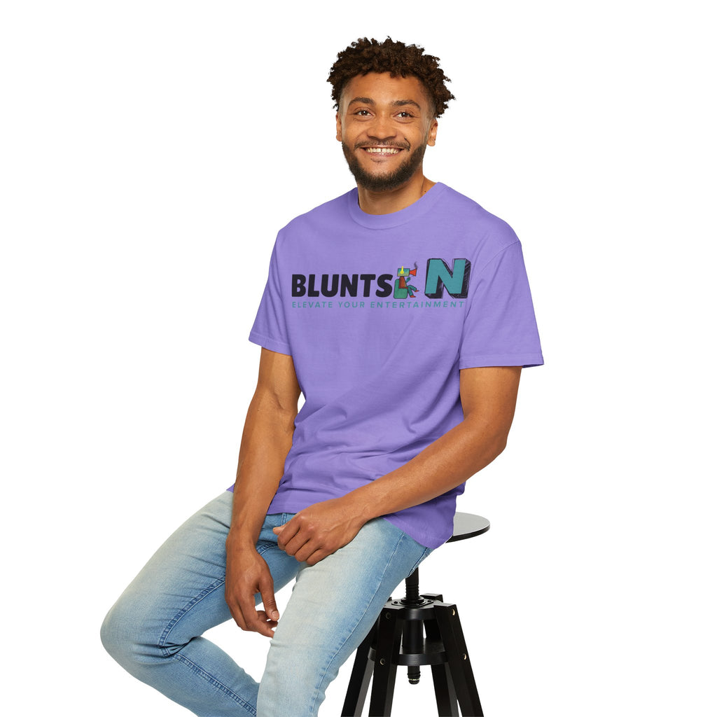 Blunts N' Logo T-Shirt — "Elevate Your Entertainment" Cotton Tee