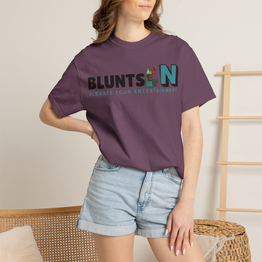 Blunts N' Logo T-Shirt — "Elevate Your Entertainment" Cotton Tee