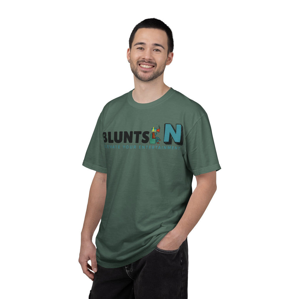 Blunts N' Logo T-Shirt — "Elevate Your Entertainment" Cotton Tee
